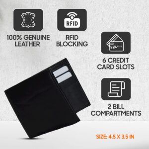 ADAMONDE 100% RFID Blocking Genuine Leather Wallets for Men, Mens Bifold Wallets Leather, Slim Billfold Wallet with Card Holder and Flipout