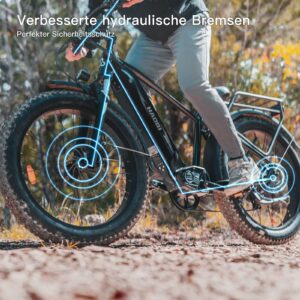 HAOQI Eagle Electric Bike, Peak 1000W Motor All-Terrain Ebike 48V 20AH Removable Battery up to 80 Miles 28MPH 26" * 4" Fat Tire Front Suspension Electric Mountain Bike for Adults 7-Speed