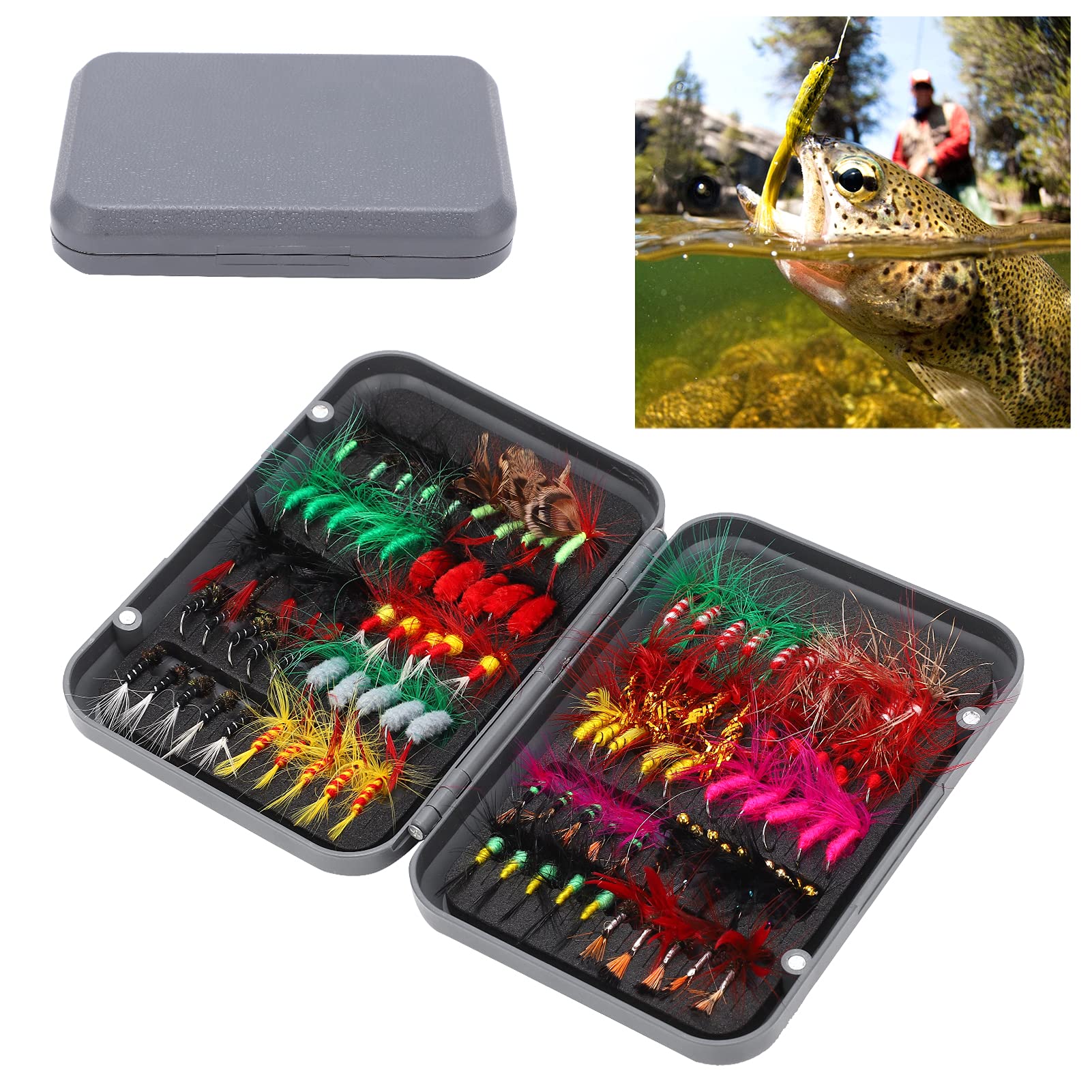 100 Pcs Fly Fishing Lure Simulation Insect Exquisite Water Outside Flying Bait Tool Lures Hook with Accessory