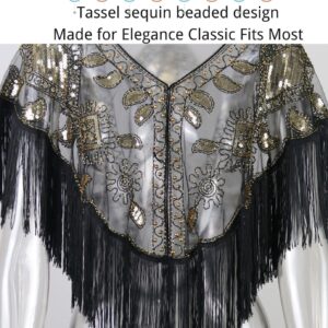 Rlosjin 𝟏𝟗𝟐𝟎𝐬 𝐒𝐡𝐚𝐰𝐥 𝐟𝐨𝐫 𝐖𝐨𝐦𝐞𝐧, Sequin Beaded Bridal Shawl, Dab Dinner Shawl, Prom Shawl, Dinner Scarf, 𝐃𝐫𝐞𝐬𝐬 𝐏𝐚𝐫𝐭𝐲 𝐒𝐡𝐚𝐰𝐥- Black Gold