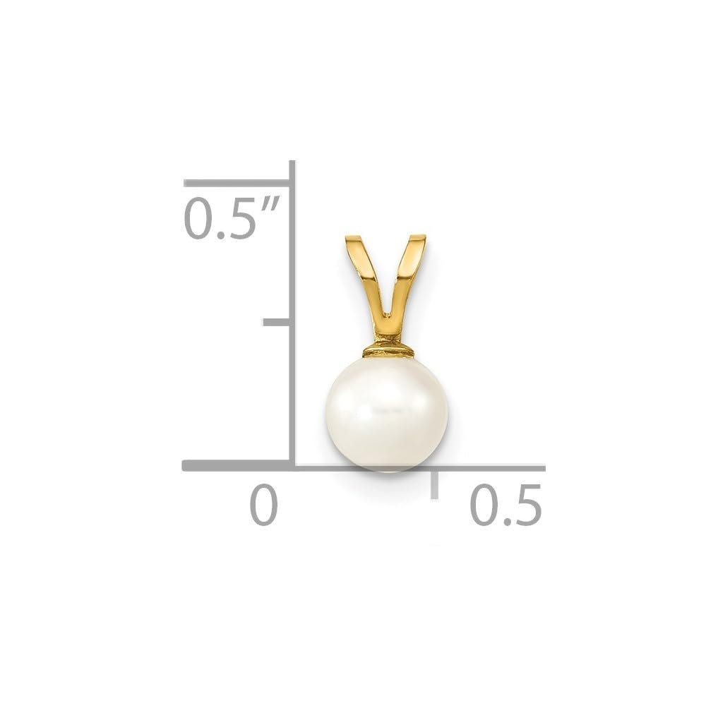 Auriga Fine Jewelry 14k Yellow Gold Round White Cultured Pearl Pendant (L- 9 mm, W- 5 mm) Gift for Women