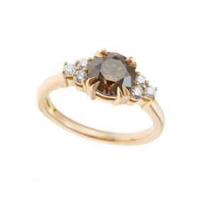 skylark 2.00ct round cut chocolate diamond prong set engagement wedding ring 14k yellow gold finish