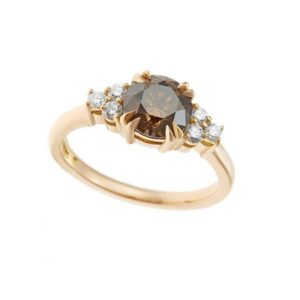 Skylark 2.00Ct Round Cut Chocolate Diamond prong set Engagement Wedding Ring 14k Yellow Gold Finish