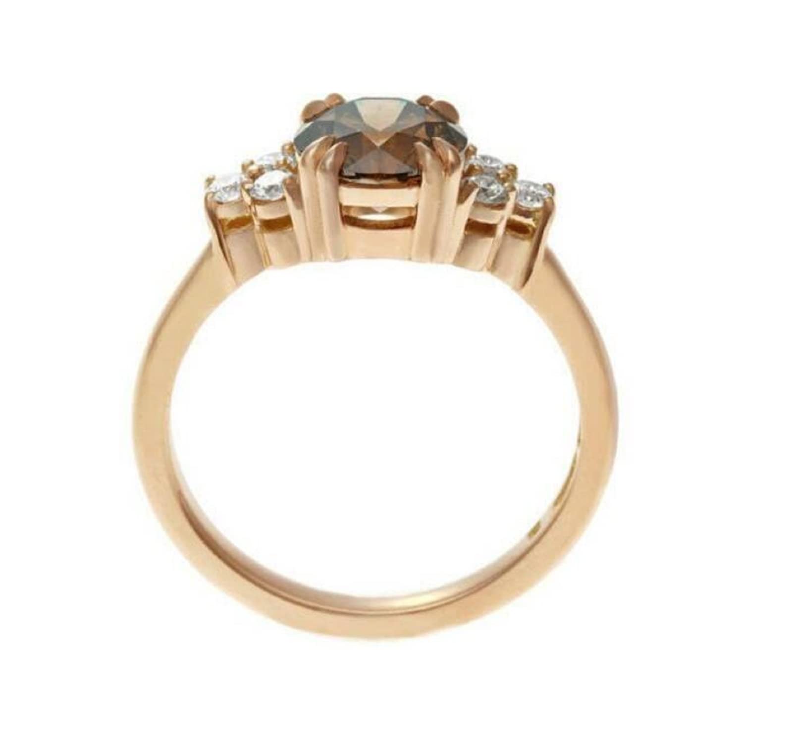 Skylark 2.00Ct Round Cut Chocolate Diamond prong set Engagement Wedding Ring 14k Yellow Gold Finish