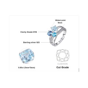 JewelryPalace Infinity 1.7ct 3 Stones Genuine Multicolor London Blue Topaz Rings for Her, 14K White Gold 925 Sterling Silver Adjustable Open Ring for Women, Natural Gemstone Jewelry Sets