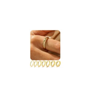 FUNEIA 14K Gold Plated Band Ring for Women Men 2mm 3mm 4mm 5mm 6mm 8mm 10mm Wedding Bands Gold Stacking Stackable Plain Statement Thumb Finger Ring Comfort Fit Size 5-11