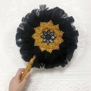 Msbfea Small Size Design African White Feather Fan Ladies Wedding Feather Fan for Bride Single Side Feather Nigerian Flower - Single Side Color 142