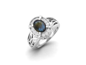 mooneye 8x6mm natural oval shape labradorite 925 sterling silver filigree celtic solitaire women ring (sterling silver, 5)