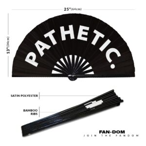 Pathetic hand fan foldable bamboo circuit hand fan funny gag slang words expressions statement gifts Festival accessories Rave handheld Circuit event fan Clack fans (Black)