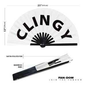 Clingy hand fan foldable bamboo circuit hand fan funny gag slang words expressions statement gifts Festival accessories Rave handheld Circuit event fan Clack fans (White)