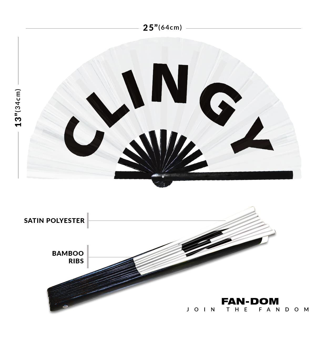 Clingy hand fan foldable bamboo circuit hand fan funny gag slang words expressions statement gifts Festival accessories Rave handheld Circuit event fan Clack fans (White)