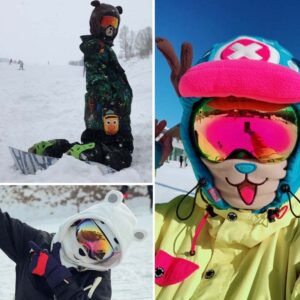 Bear Ski Balaclava Cute Animal Snowboard Face Warmer Winter Sports Hat Kawaii Snowboard Gear