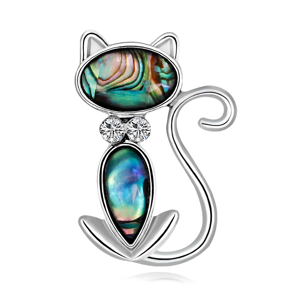 WCB1FPu Cat Brooch Pins for Women Fashion Scarf Buckle Alloy Rhinestone Animal Brooch