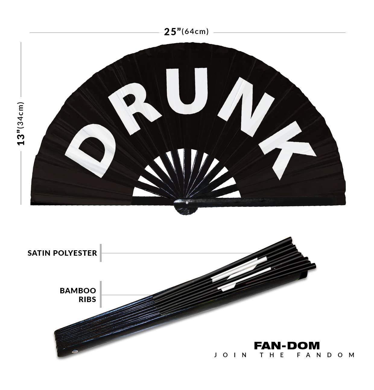 Drunk Hand Fan Foldable Bamboo Circuit Hand Fan Funny Gag Slang Words Expressions Statement Gifts Festival Accessories Rave Handheld Circuit Event Fan Clack Fans (Black)