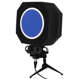 professional microphone isolation shield with pop filter,reflection filter for recording studios, sound-absorbing foam for noise and reflection reduction for recording,singing,podcasts,live stream