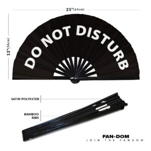 Do Not Disturb hand fan foldable bamboo circuit hand fan funny gag slang words expressions statement gifts Festival accessories Rave handheld Circuit event fan Clack fans (Black)