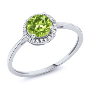 seemadiamondimpex 14k white gold plated 1.50 tcw brilliant round cut green peridot & simulated diamond halo engagement ring (13)