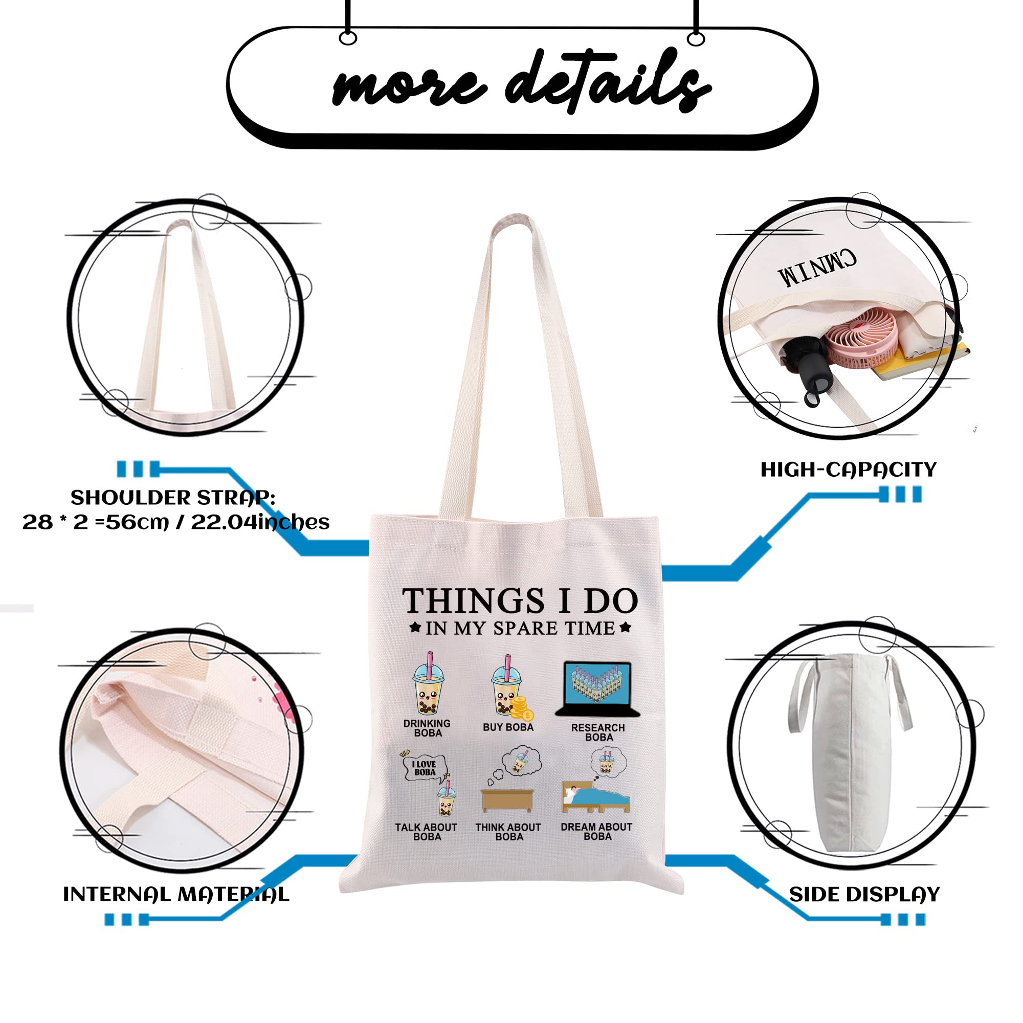 CMNIM Bubble Tea Lover Gifts Bubble Tote Bag kawaii Bubble Tea Merchandise for Girls Things I Do In My Spare Time Anime Gift(Bubble Tote Bag)