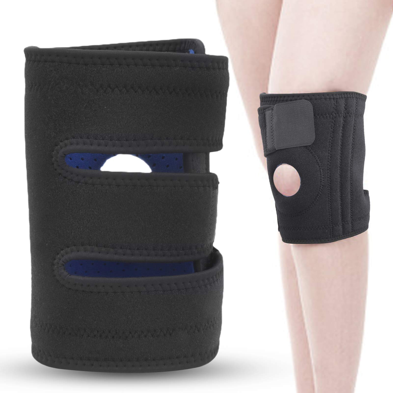 Knee Brace, Adjustable Knee Support Non‑Slip Arthritis Knee Support for Men Women Arthritis Injury Joint Pain Relief Recovery Running Workout Free Size