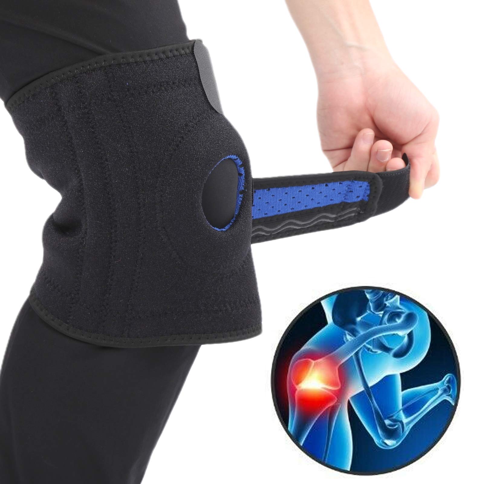 Knee Brace, Adjustable Knee Support Non‑Slip Arthritis Knee Support for Men Women Arthritis Injury Joint Pain Relief Recovery Running Workout Free Size