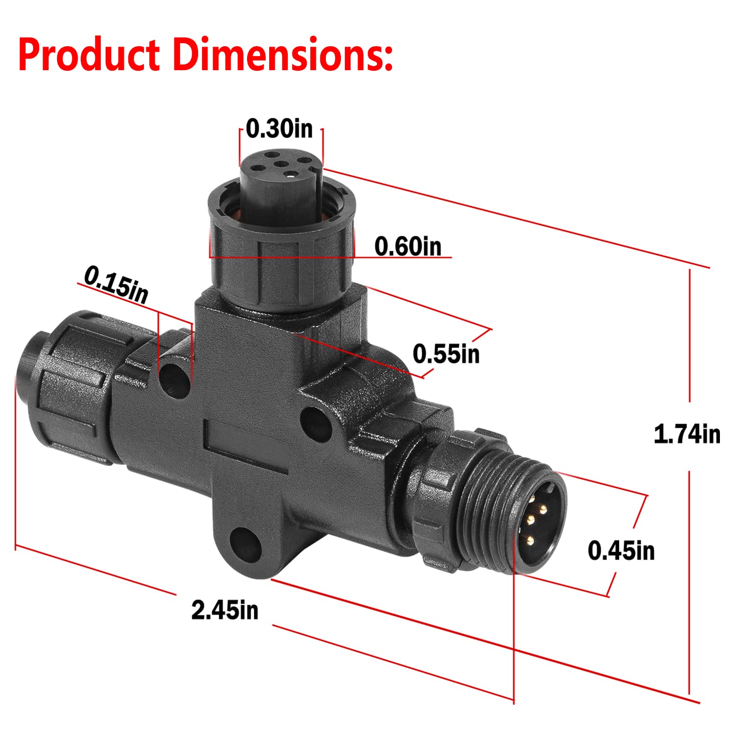 Deecaray NMEA 2000 (N2k) (Tee) 3 Port 5Pin M12 Thread IP67 Waterproof (Tee) T-Connector Compatible with Garmin Lowrance Simrad B&G Navico Networks