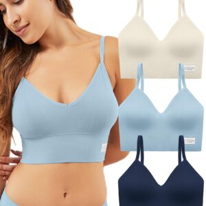 Livona 3 Pack Longline Sports Bra for Women- Soft Wireless Bra, Padded Seamless Bralette, Stretch Crop Cami Tank S-XXL