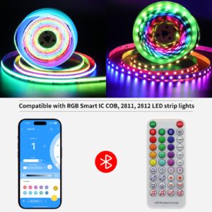 PAUTIX Bluetooth Music Pixel LED Smart Controller SP611E,for WS2811 WS2812 SM16703 Addressable Dream Color LED Strip Pixels Light DC5V-24V APP/IR Remote Control(NOT for RGB LED Strip without Smart IC)