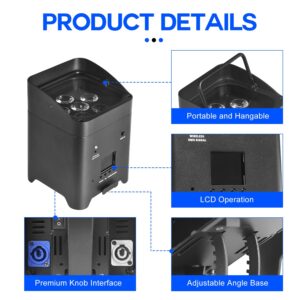 Par Light 6x18W RGBWA+UV Stage Light with WiFi Mobile Phone APP Control for Wedding Stage Party DJ Stage Lights (Black)