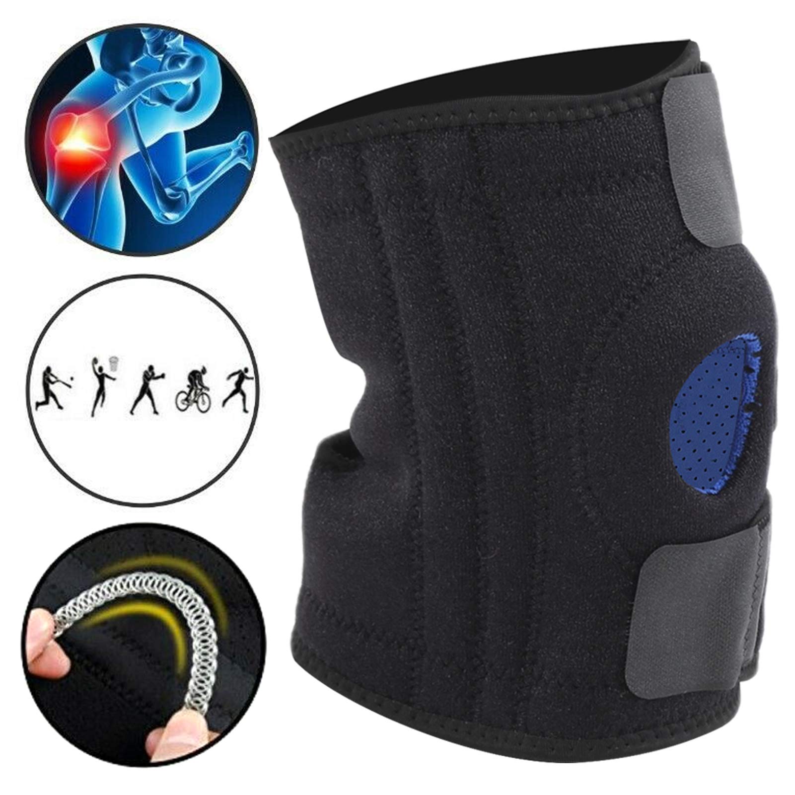 Knee Brace, Adjustable Knee Support Non‑Slip Arthritis Knee Support for Men Women Arthritis Injury Joint Pain Relief Recovery Running Workout Free Size