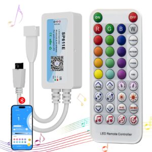 PAUTIX Bluetooth Music Pixel LED Smart Controller SP611E,for WS2811 WS2812 SM16703 Addressable Dream Color LED Strip Pixels Light DC5V-24V APP/IR Remote Control(NOT for RGB LED Strip without Smart IC)