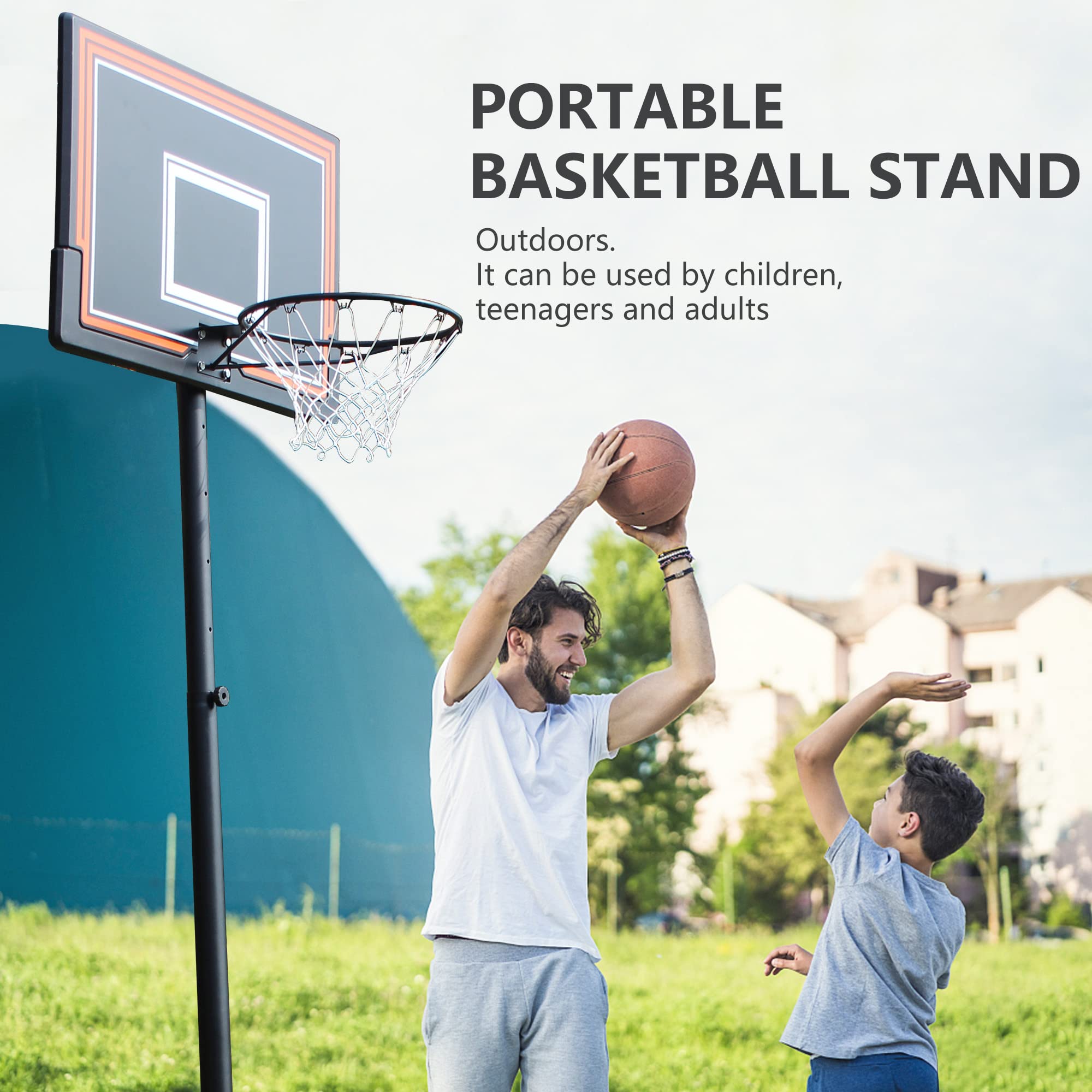 Basketball Hoop,7-10FT Adjustable Portable Basketball Backboard with Stand and Wheels Basketball Stand for Kids Teenagers Adults Outdoor/Indoor