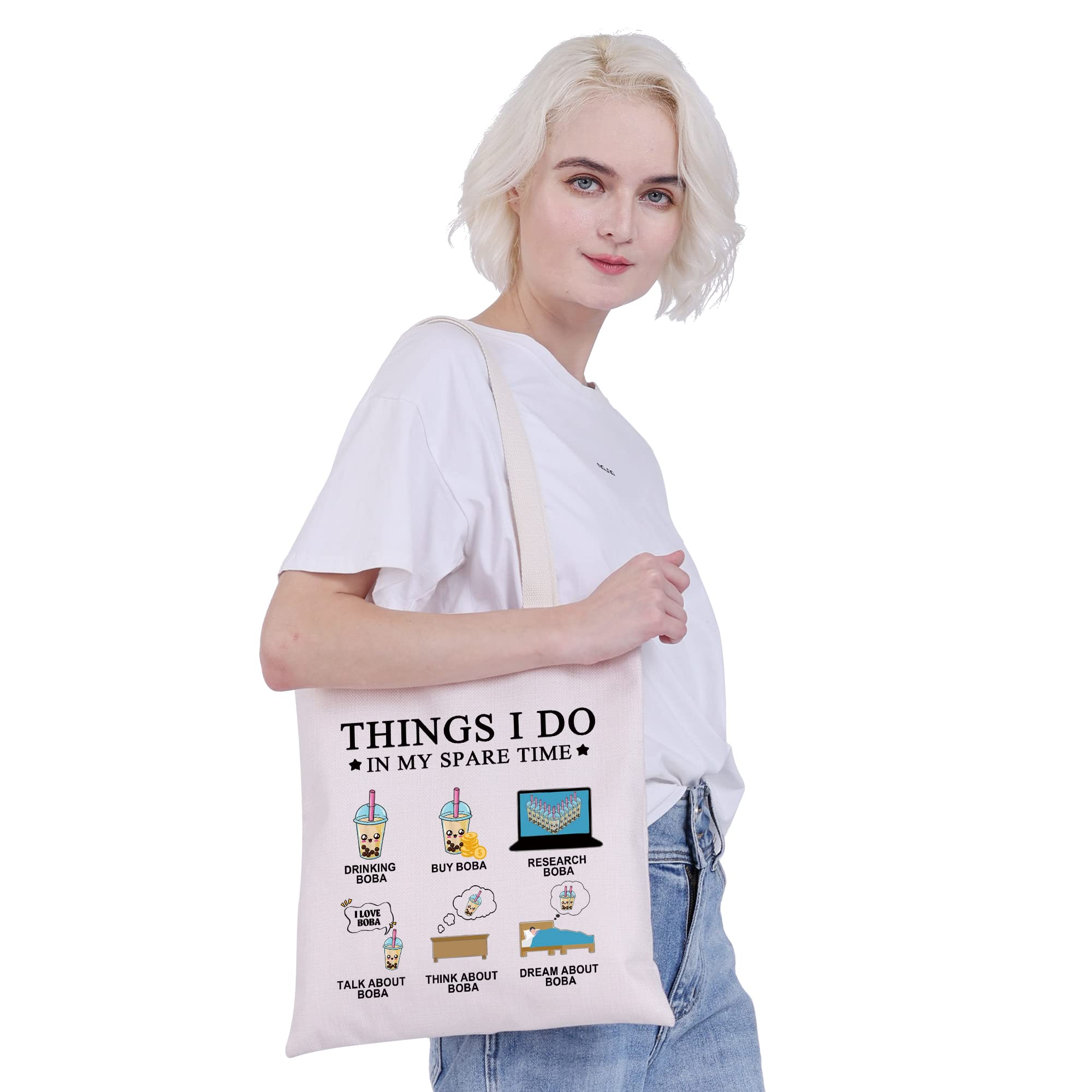 CMNIM Bubble Tea Lover Gifts Bubble Tote Bag kawaii Bubble Tea Merchandise for Girls Things I Do In My Spare Time Anime Gift(Bubble Tote Bag)