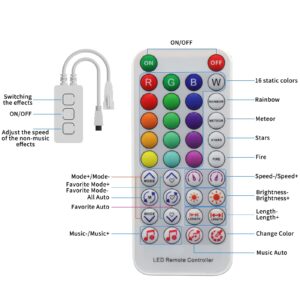 PAUTIX Bluetooth Music Pixel LED Smart Controller SP611E,for WS2811 WS2812 SM16703 Addressable Dream Color LED Strip Pixels Light DC5V-24V APP/IR Remote Control(NOT for RGB LED Strip without Smart IC)