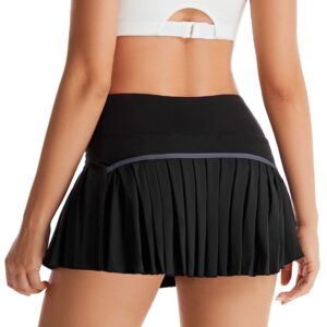 2 Pack Tennis Skirts for Women with Pockets High Waist Athletic Shorts Pleated Sports Golf Skorts Small Black White