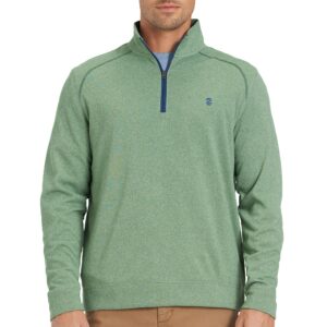 izod mens heathered long sleeve jersey face 1/4 zip top medium sage green