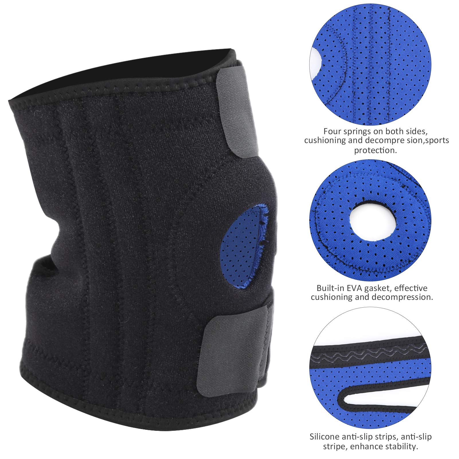 Knee Brace, Adjustable Knee Support Non‑Slip Arthritis Knee Support for Men Women Arthritis Injury Joint Pain Relief Recovery Running Workout Free Size