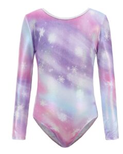 happy cherry girls long sleeve gymnastic leotard one piece sparkly leotard for tumbling dance unitard ballet dancing bodysuit biketards