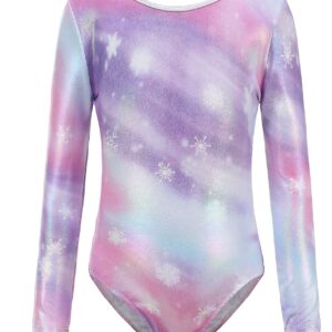 Happy Cherry Girls Long Sleeve Gymnastic Leotard One Piece Sparkly Leotard for Tumbling Dance Unitard Ballet Dancing Bodysuit Biketards