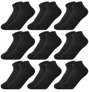 dosmart kids athletic crew socks boys girls classics cotton school uniform childs sports breathable casual socks 10 pairs(black ankle socks,13-15 years)