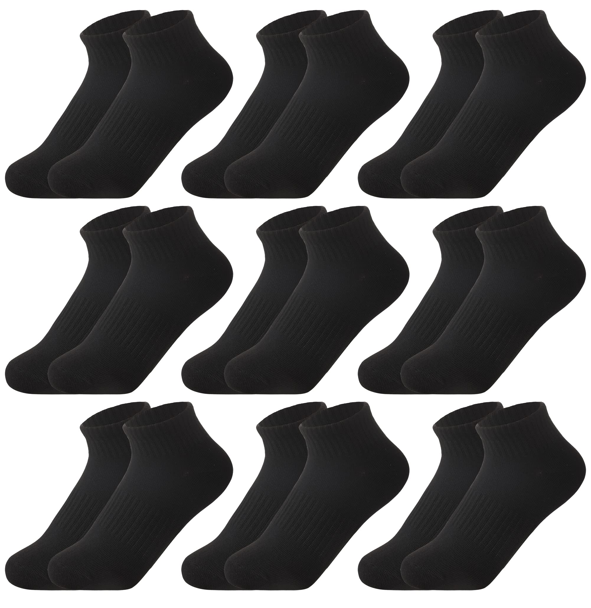 DoSmart Kids Athletic Crew Socks Boys Girls Classics Cotton School Uniform Childs Sports Breathable Casual Socks 10 Pairs(Black Ankle Socks,13-15 Years)