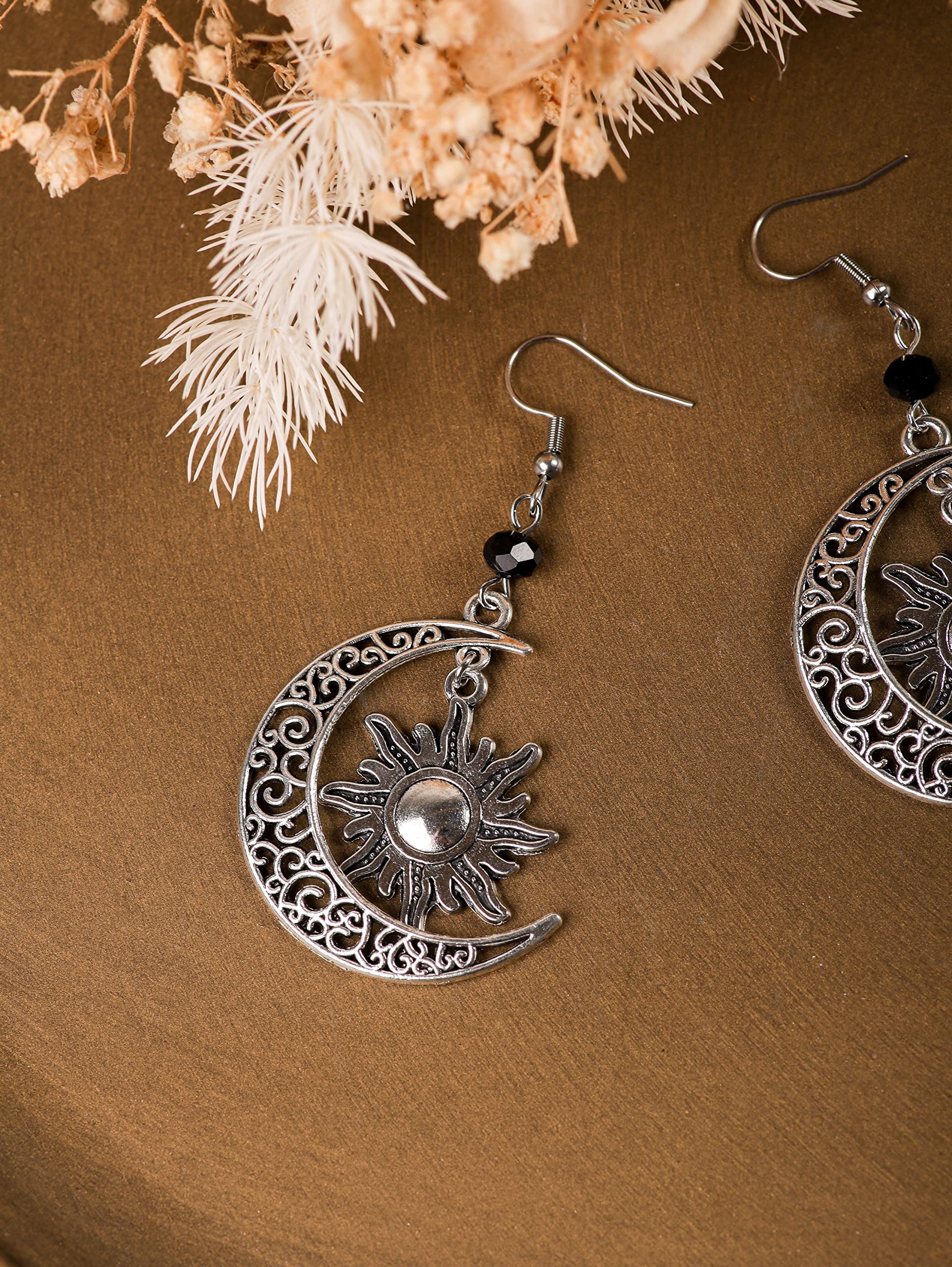 Sacina Gothic Goth Boho Sun and Moon Earrings, Celestial Earrings, Gothic Earrings, Goth Earrings, Boho Earrings, Halloween Christmas New Year Jewelry Gift For Women