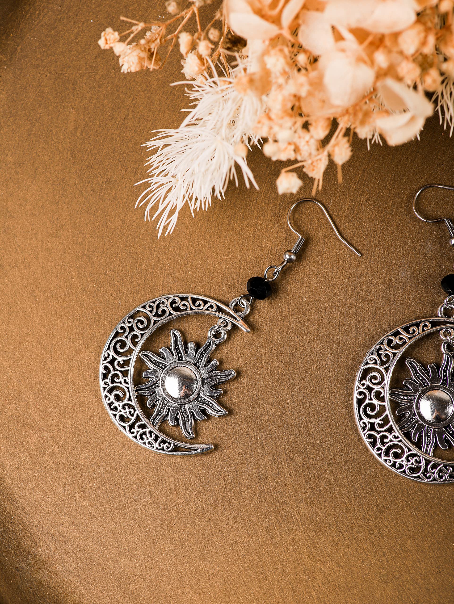 Sacina Gothic Goth Boho Sun and Moon Earrings, Celestial Earrings, Gothic Earrings, Goth Earrings, Boho Earrings, Halloween Christmas New Year Jewelry Gift For Women