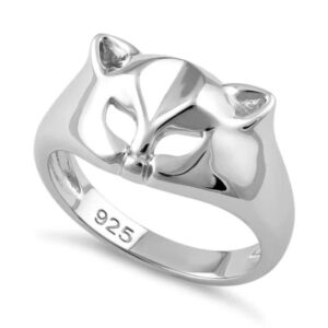 925 sterling silver cat mask women stacking ring (sterling silver, 8)