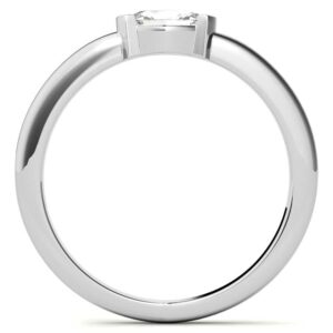 Excellent Oval Brilliant Cut 0.90 Carat, Moissanite Diamond Promise Band, Half Bezel Set, Eternity Sterling Silver Bands, Valentine's Day Jewelry Gift, Customized Band (9.5)