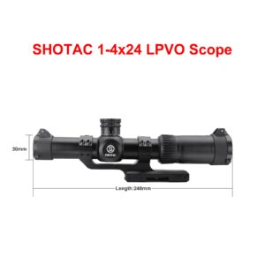 SHOTAC Rifle Scope 1-4X24, Hunting Riflescope with 30mm Tube,High Resolution Waterproof&Shock Proof Shotting Sight Scope