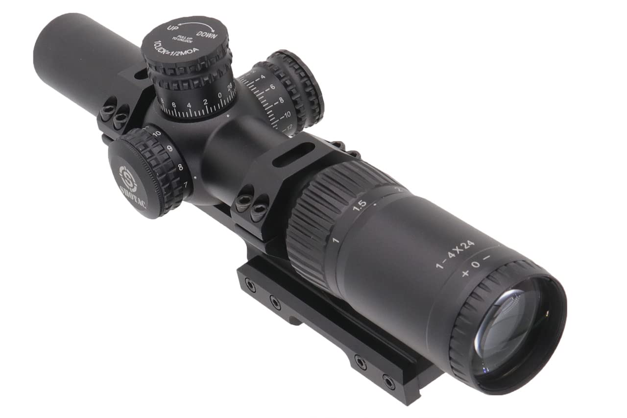 SHOTAC Rifle Scope 1-4X24, Hunting Riflescope with 30mm Tube,High Resolution Waterproof&Shock Proof Shotting Sight Scope