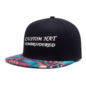 custom text/logo embroidered hat - snapback unisex flat bill cap - outdoor sport colored-wave