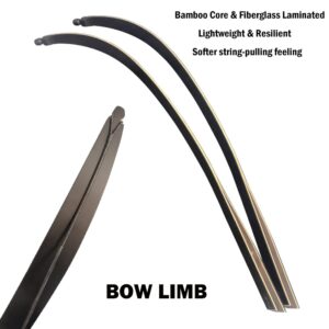 ZSHJGJR Archery 60 Inch Black Hunter Original Recurve Bow and Arrow Set for Adults American Hunting Longbow Archery Bow 25-60lbs Right Handed for Archery Hunting Target Shooting (30lbs, Bow Set)