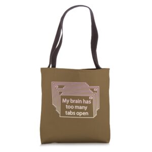 funny shopping quote brown tote bag