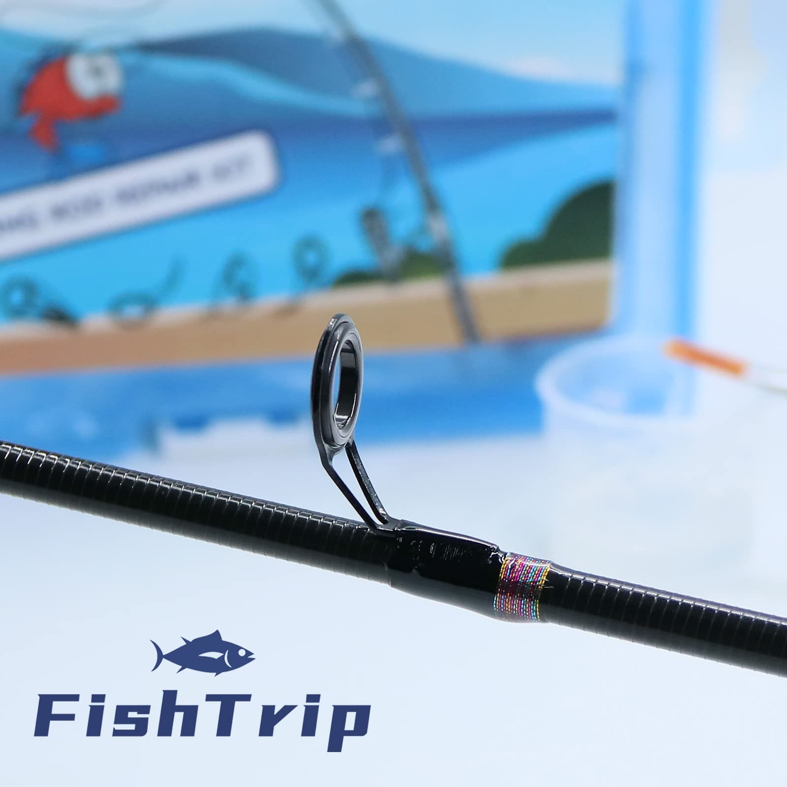 FishTrip Fishing Rod Repair Kit with Epoxy Adhesive,Pole Guides Tips Replacement Kit for Freshwater Saltwater,Glue,Wrapping Thread and Tape